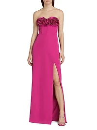 Stella Rosette Strapless Corset Gown