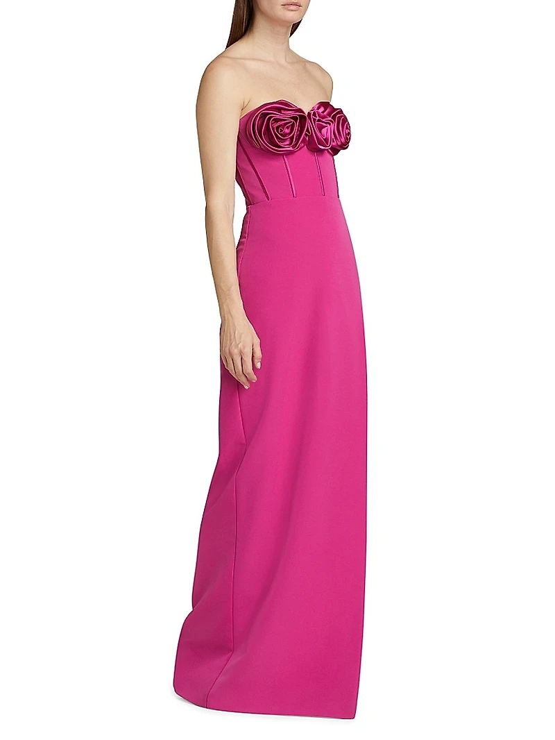 Stella Rosette Strapless Corset Gown