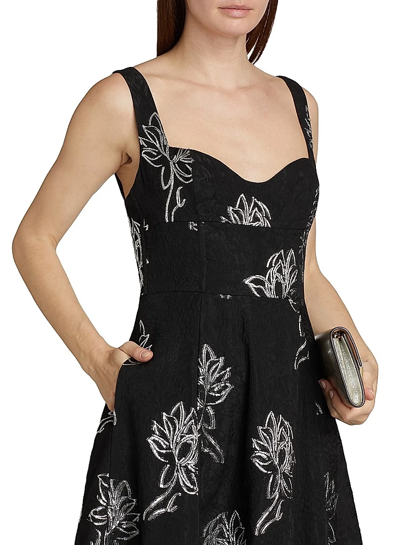 Thalia Floral Jacquard A-Line Gown