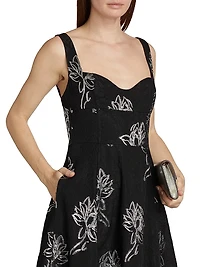 Thalia Floral Jacquard A-Line Gown