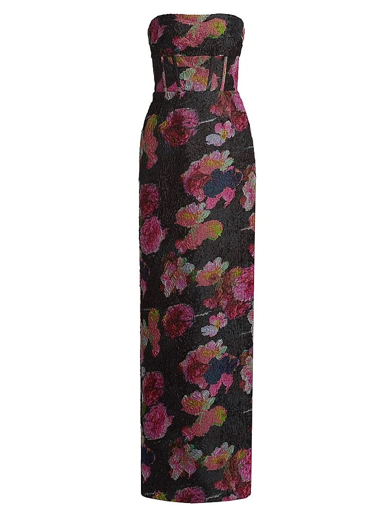 Demi Floral Organza Strapless Gown