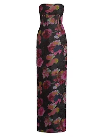 Demi Floral Organza Strapless Gown