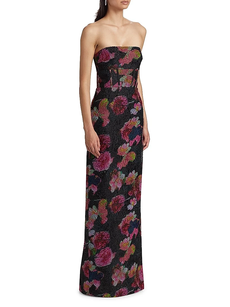 Demi Floral Organza Strapless Gown