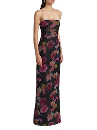 Demi Floral Organza Strapless Gown