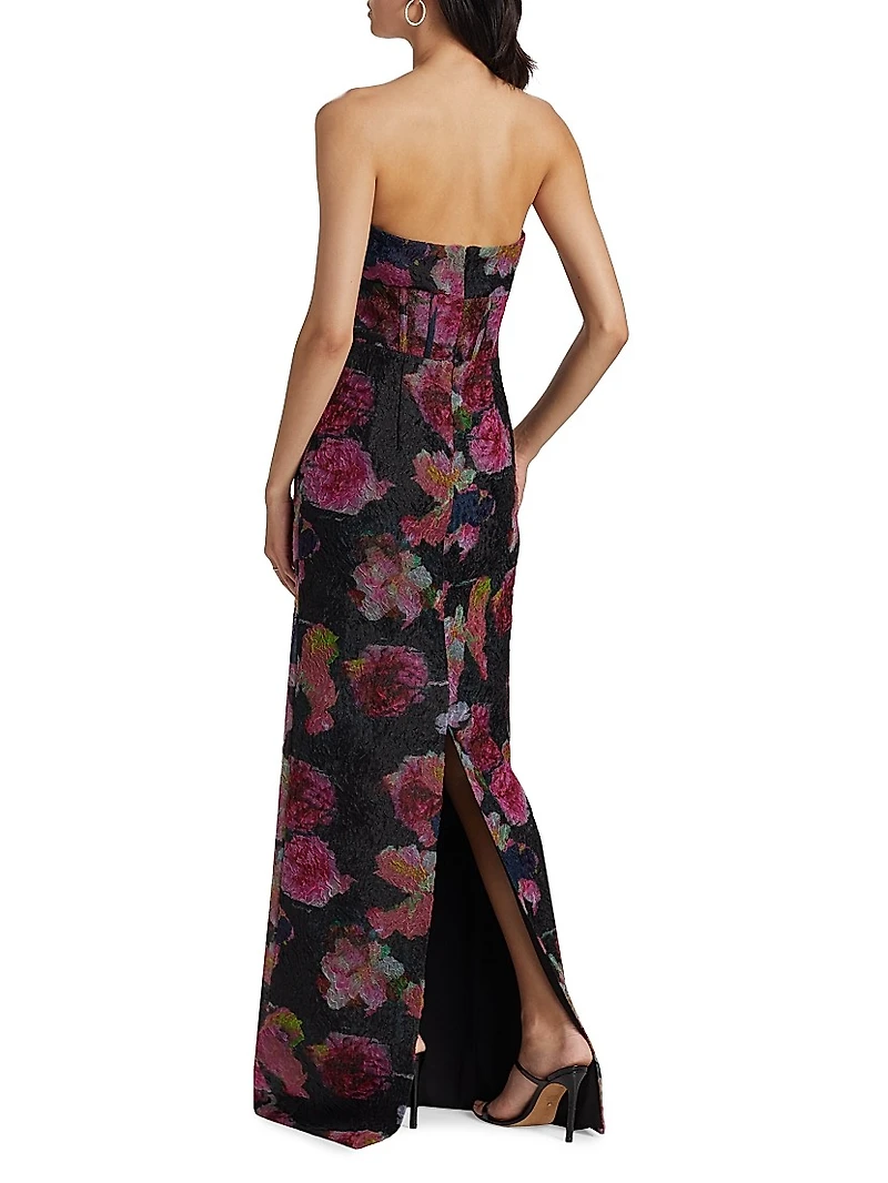 Demi Floral Organza Strapless Gown