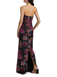 Demi Floral Organza Strapless Gown