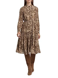 Snakeskin Belted Midi-Dress