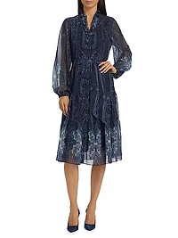 Verena Paisley Tie-Waist Midi-Dress