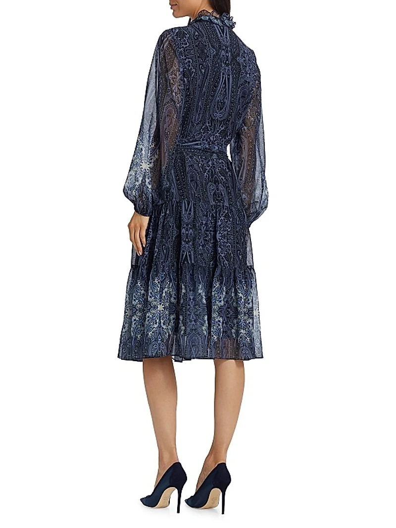 Verena Paisley Tie-Waist Midi-Dress