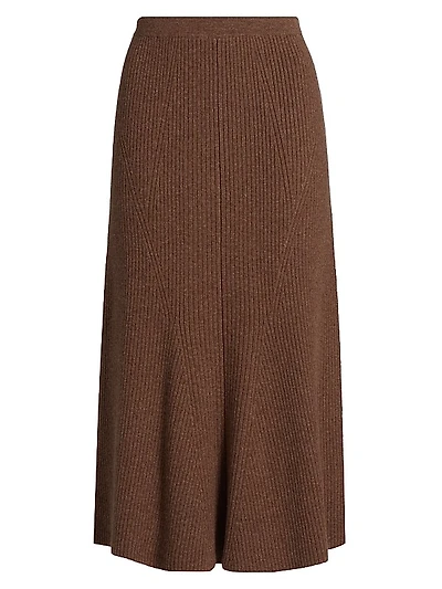 Femi Cashmere Rib-Knit Midi-Skirt