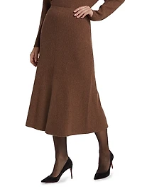 Femi Cashmere Rib-Knit Midi-Skirt