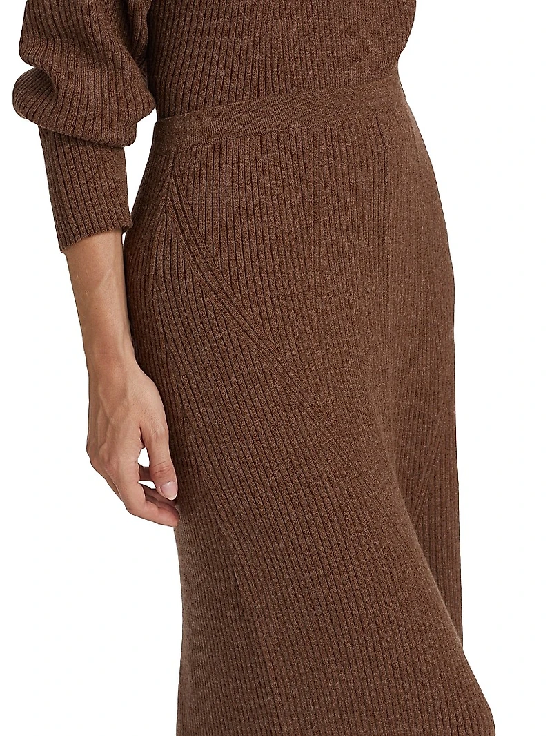 Femi Cashmere Rib-Knit Midi-Skirt