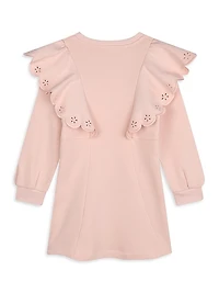 Little Girl's & Girl's Eyelet Ruffle-Trim Sweatshirt Dress