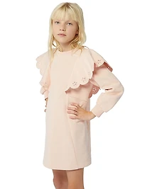 Little Girl's & Girl's Eyelet Ruffle-Trim Sweatshirt Dress