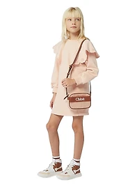 Little Girl's & Girl's Eyelet Ruffle-Trim Sweatshirt Dress