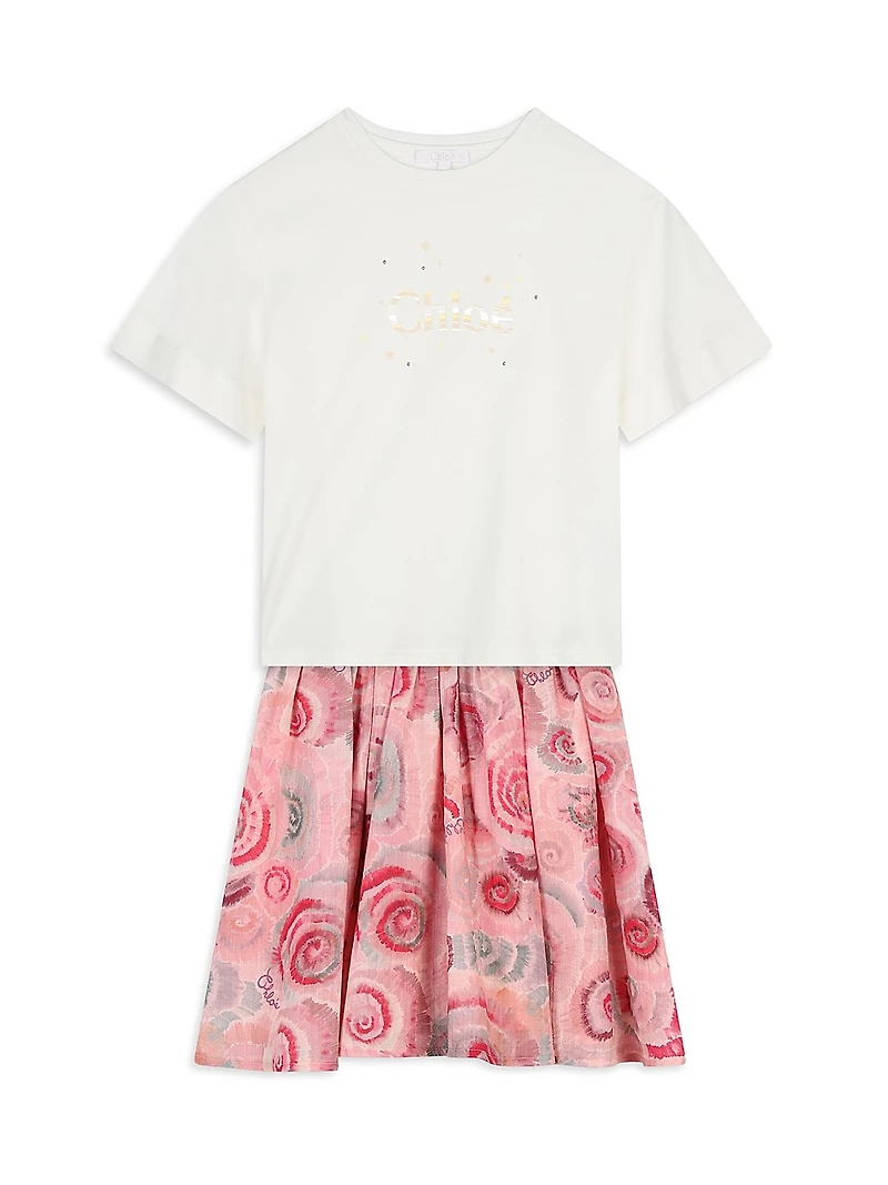 Little Girl's & Ceremonie Spiral Print Skirt