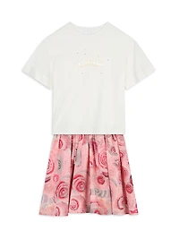 Little Girl's & Ceremonie Spiral Print Skirt