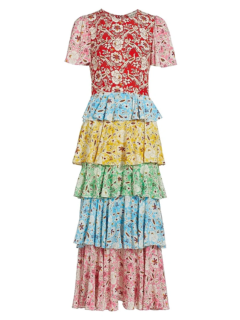 Serena Floral Tiered Midi-Dress