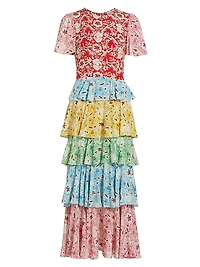 Serena Floral Tiered Midi-Dress