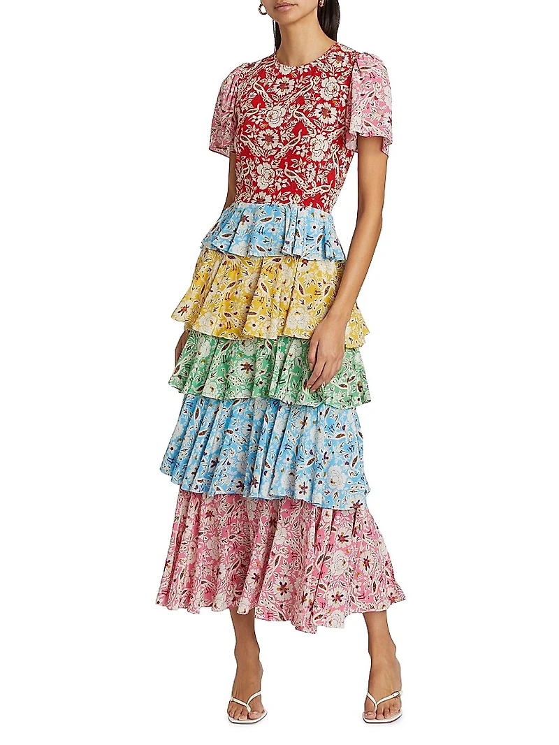 Serena Floral Tiered Midi-Dress