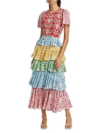 Serena Floral Tiered Midi-Dress