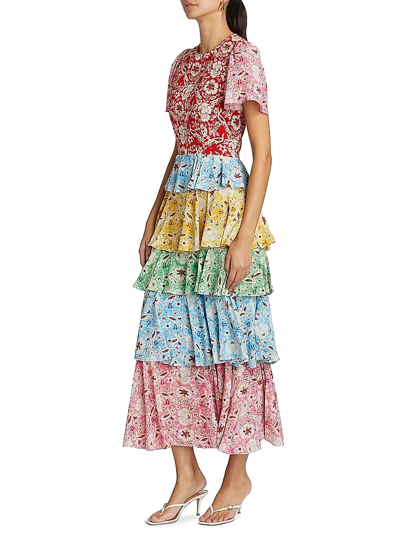 Serena Floral Tiered Midi-Dress