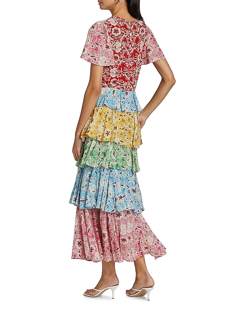 Serena Floral Tiered Midi-Dress