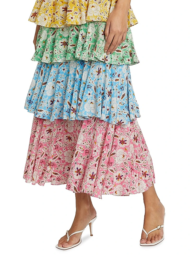 Serena Floral Tiered Midi-Dress