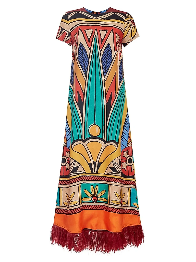 Swing Dress with Feathers