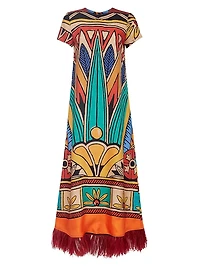 Swing Dress with Feathers