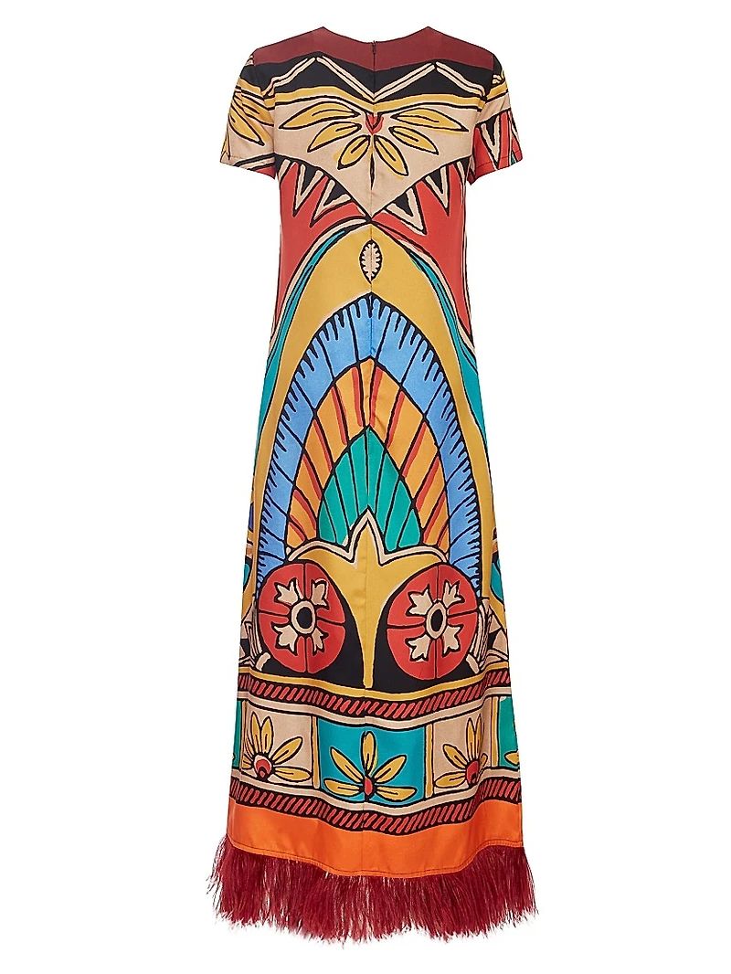 Swing Dress with Feathers