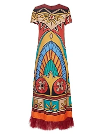 Swing Dress with Feathers