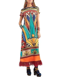 Swing Dress with Feathers