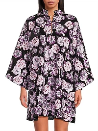 Floral Sequined Mini Caftan