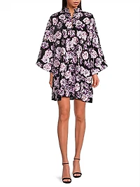 Floral Sequined Mini Caftan