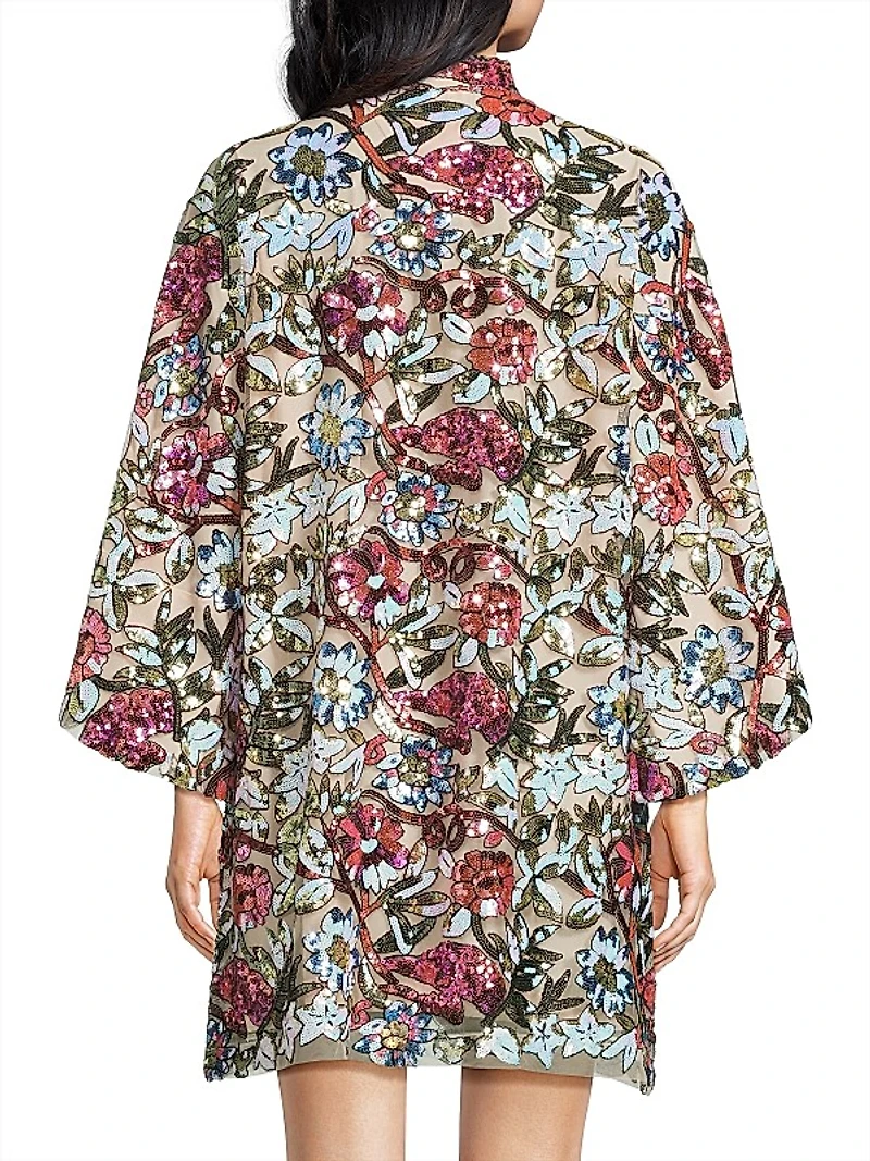 Floral Sequined Mini Kaftan