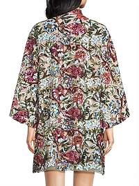 Floral Sequined Mini Kaftan