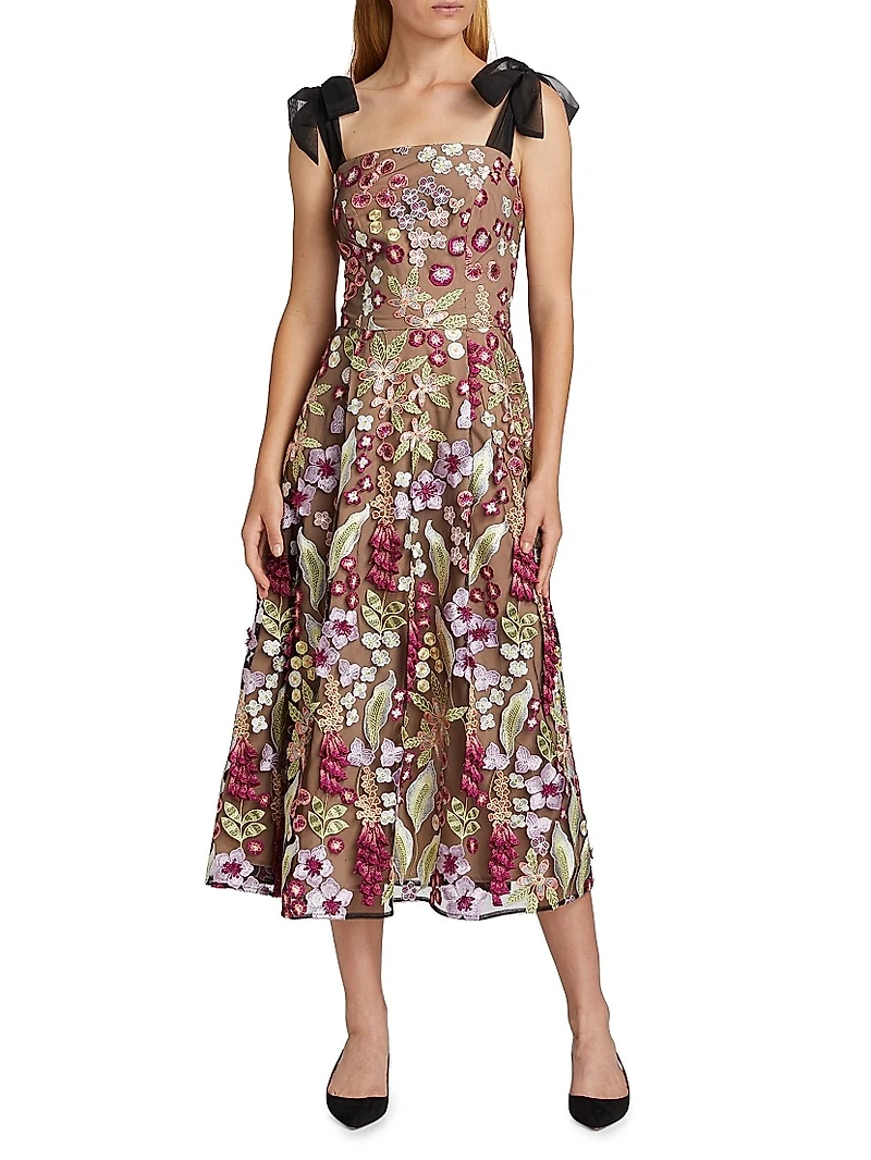 Joliette Floral Embroidered Midi-Dress