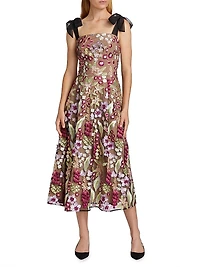Joliette Floral Embroidered Midi-Dress
