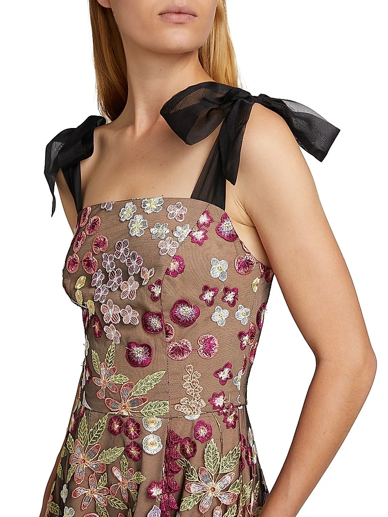 Joliette Floral Embroidered Midi-Dress