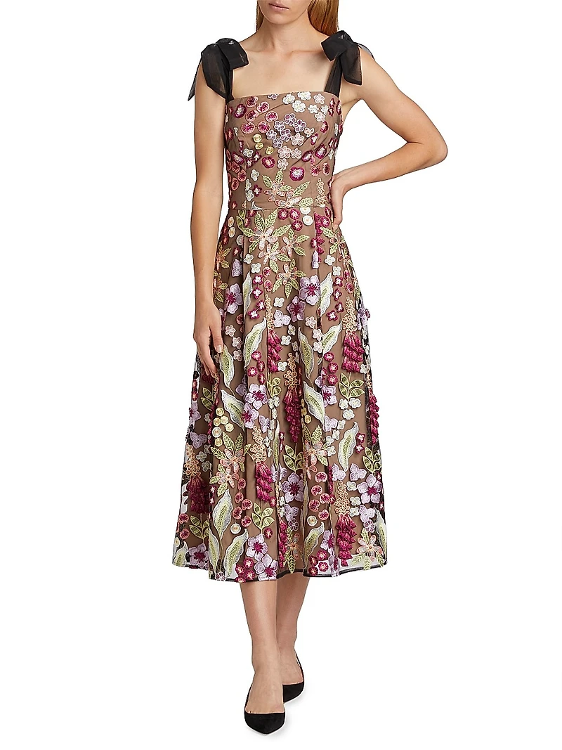 Joliette Floral Embroidered Midi-Dress