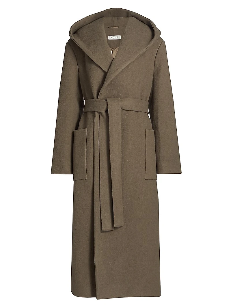 Wool Hooded Wrap Coat