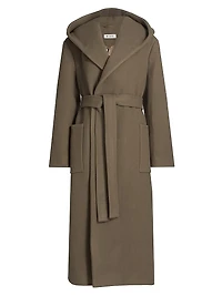 Wool Hooded Wrap Coat