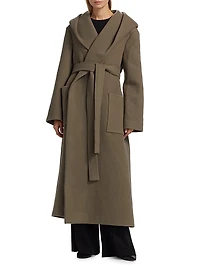 Wool Hooded Wrap Coat