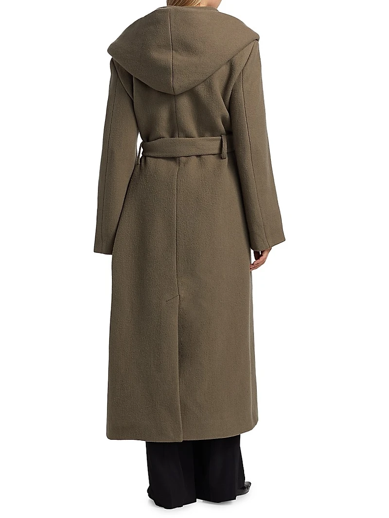 Wool Hooded Wrap Coat