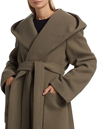 Wool Hooded Wrap Coat