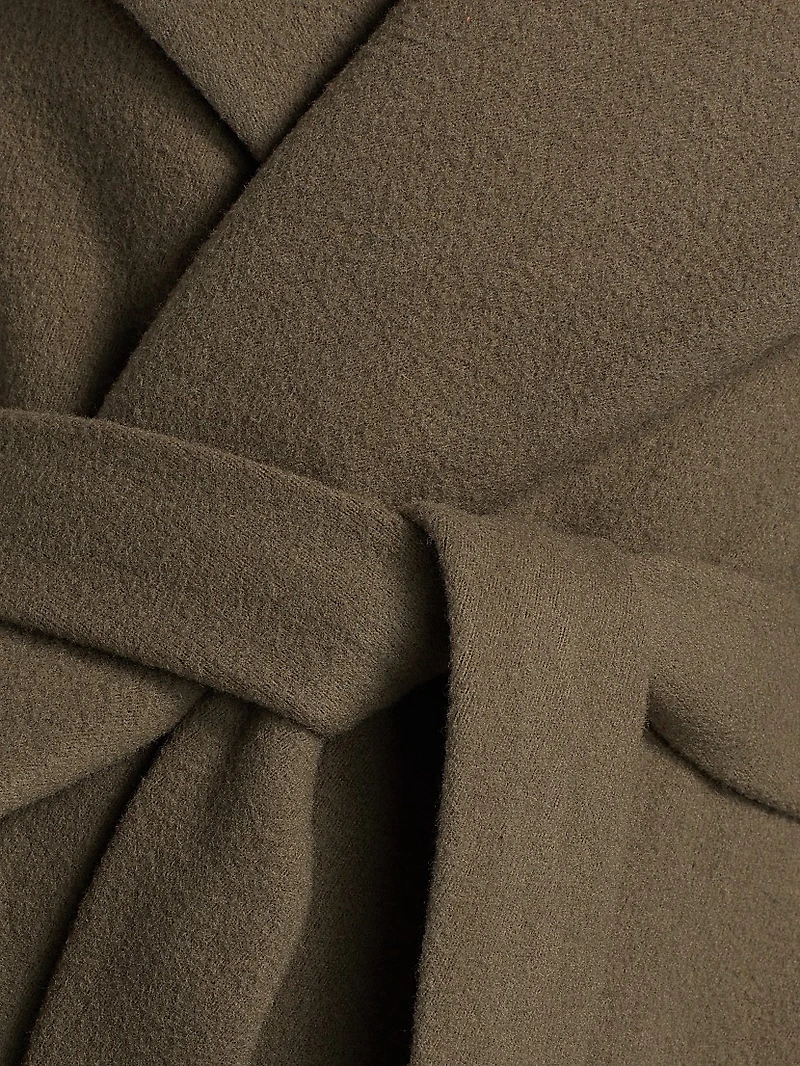 Wool Hooded Wrap Coat