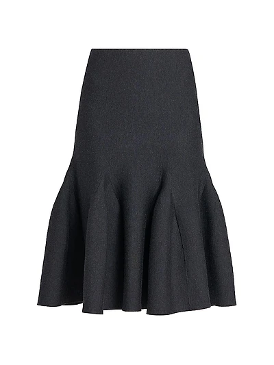 Sculptural Wool Midi-Skirt