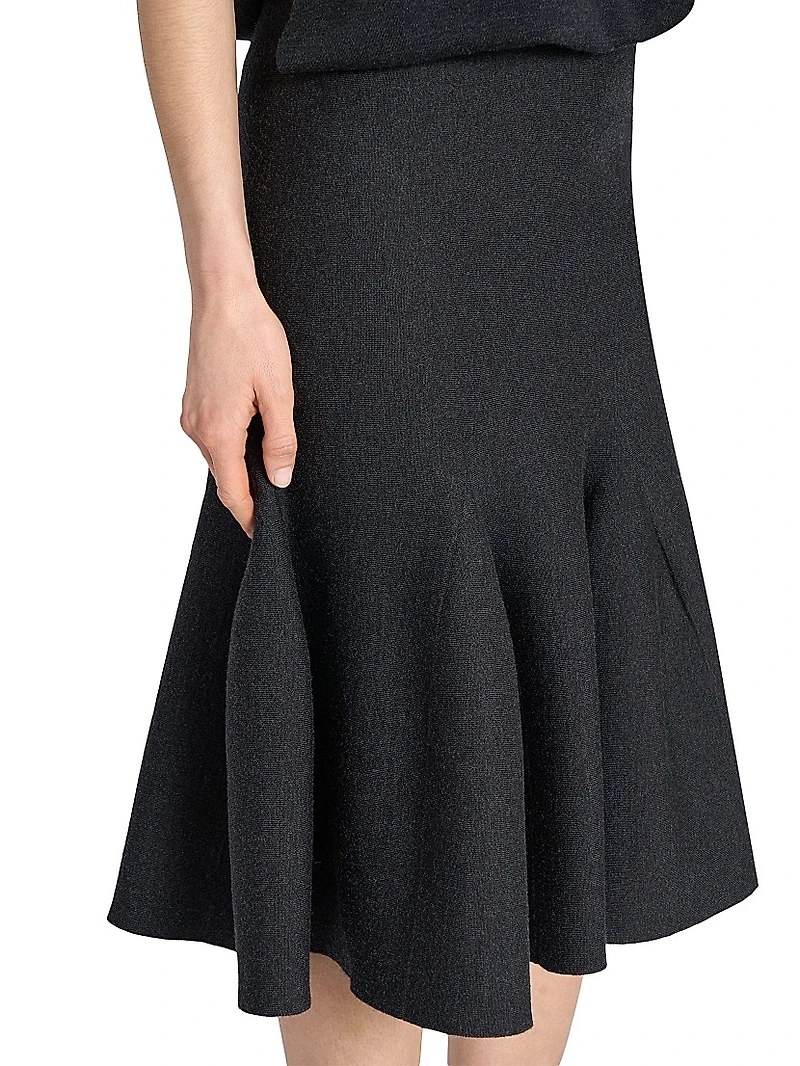 Sculptural Wool Midi-Skirt