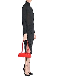 Draped Wool Ruched Midi-Dress